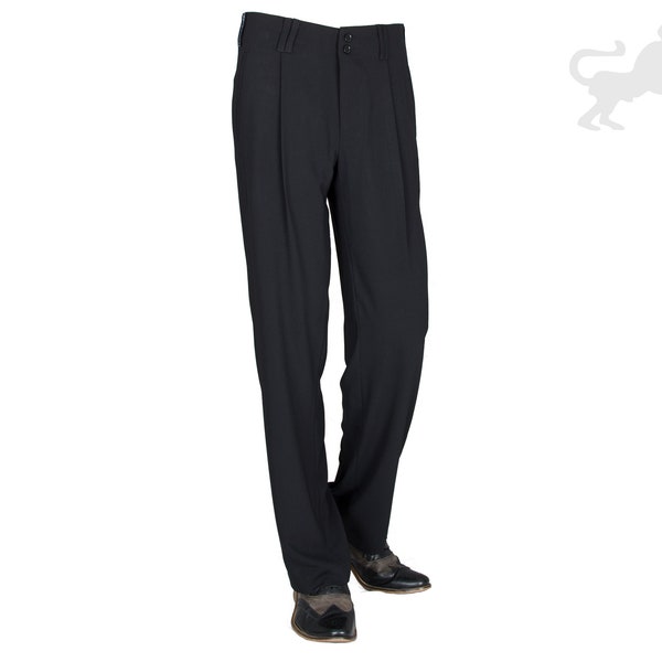 Herren Bundfaltenhose Schwarz, Modell Swing