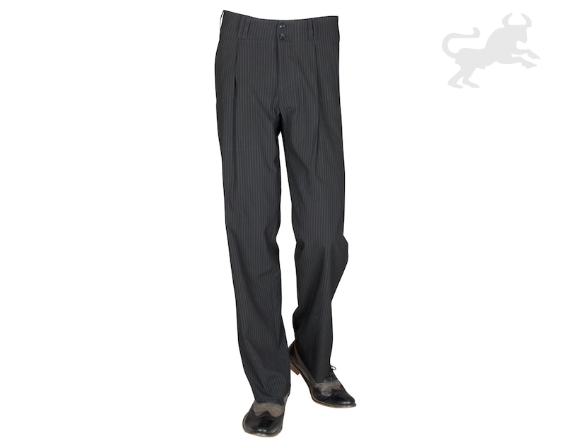 black pinstripe trousers mens