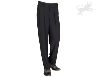 Men's Pleated Pants Black, Retro Vintage Style Model Boogie