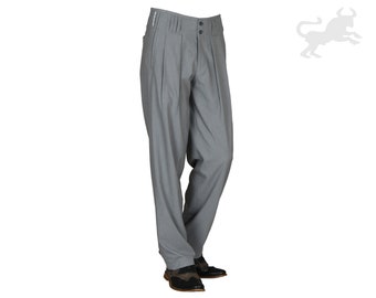 Pleated pants in gray model Boogie Retro Vintage Style