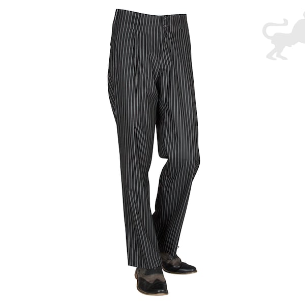 Black and White striped Men's Pleated Trousers, Model Swing