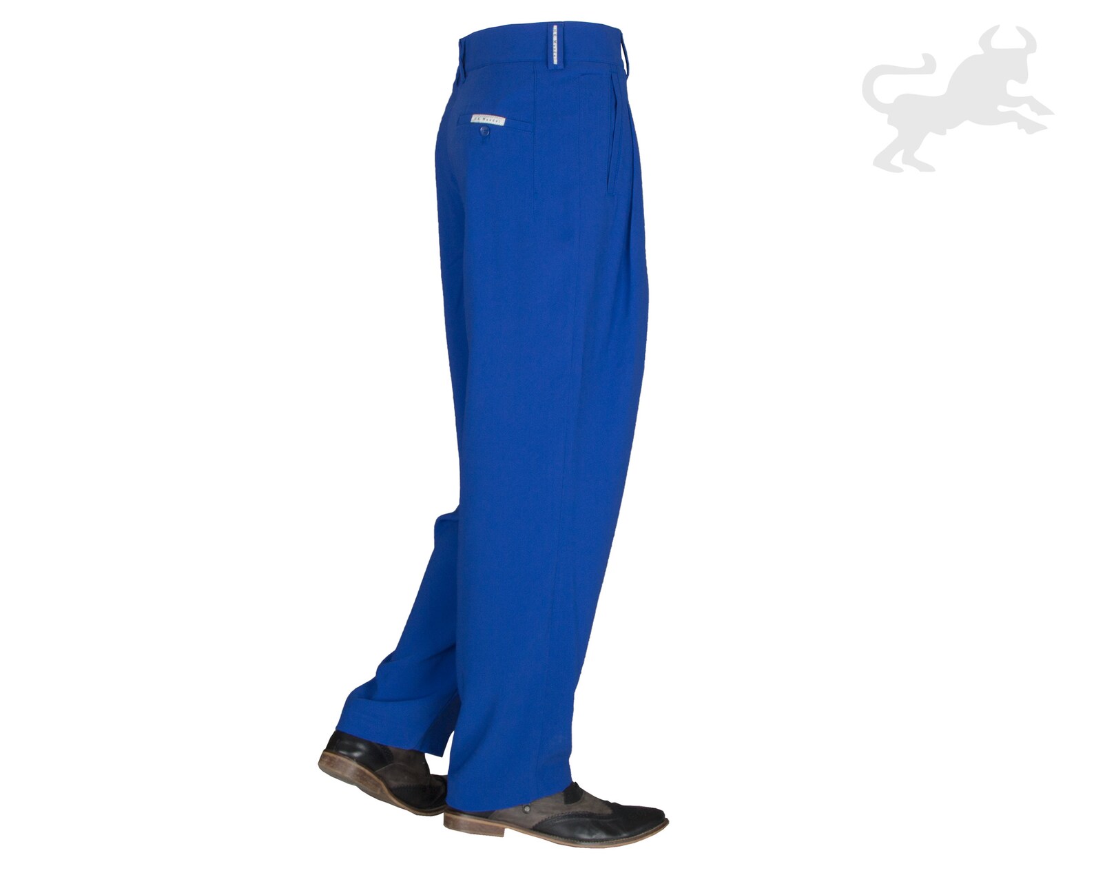 Royal Blue Men's Pleated Trousers, Extra Wide Legs Etsy