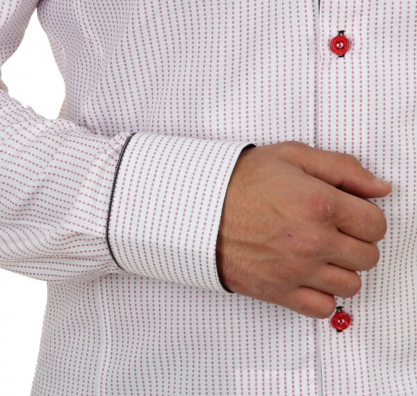 Marvelis Body Fit Camisa Manga Larga Cuello Tiburón Jersey Blanco Talla