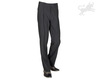 Black and White Pinstripe Men's Pleated Trousers, Model Swing