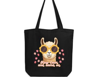 Tote Bag Coton Imprimé Lama - Fabriqué En France - 34x40 Cm - Neuf Avec Petits Défauts