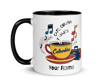 Anpassad personlig kaffemugg: Café, Cumbia y Viajes resemugg - colombiansk
