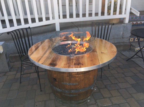 Wine Barrel Fire Pit Table 3 4 Barrel Etsy