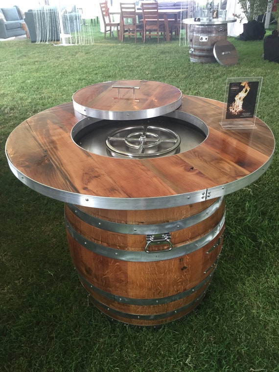 Wine Barrel Fire Pit Table 3/4 Barrel Etsy