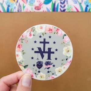 Miraculous Medal Vinyl Sticker | Catholic Gift| Faith Christian | Marian Gift | Our Lady | Mary | Bible, Laptop, Water bottle Catholic decal