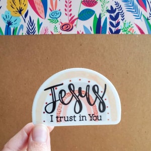Jesus I Trust in You Vinyl Sticker | Divine Mercy | St. Faustina | Catholic Sticker | Christian Decal | Bible, Laptop, Water bottle sticker