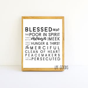DIGITAL DOWNLOAD The Beatitudes Printable | Christian Download | 8x10 and 5x7 included | Matthew 5:1-12 | Faith Wall Art