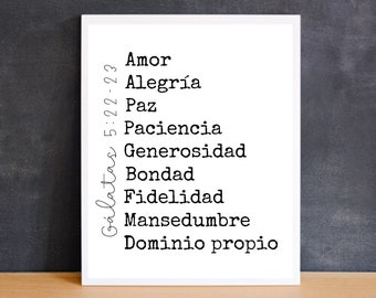 SPANISH DIGITAL DOWNLOAD Fruits of the Spirit Wall Art | Christian Printable | Catholic Instant Download | Holy Spirit Digital Print | Faith