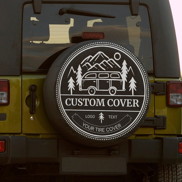 Custom Spare Tire Cover Waterproof Dust-Proof Fit for All Vehicles Personalised Present, add custom logos, trademarks, advertisements