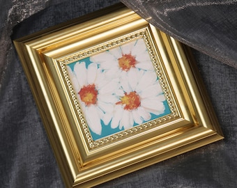 Mini White Daisies Artwork, Framed Original Oil Painting, Small Original Oil Art, Hand Painted Canvas Art, Home Art Decor, Chrismats Gift
