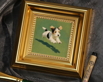 Tiny Zoomies, Mini Hand Painted Oil Painting on Canvas, Cute Cat Art, Small Framed Cat Artwork, Unique Gift for Pet Lovers,Original Artwork