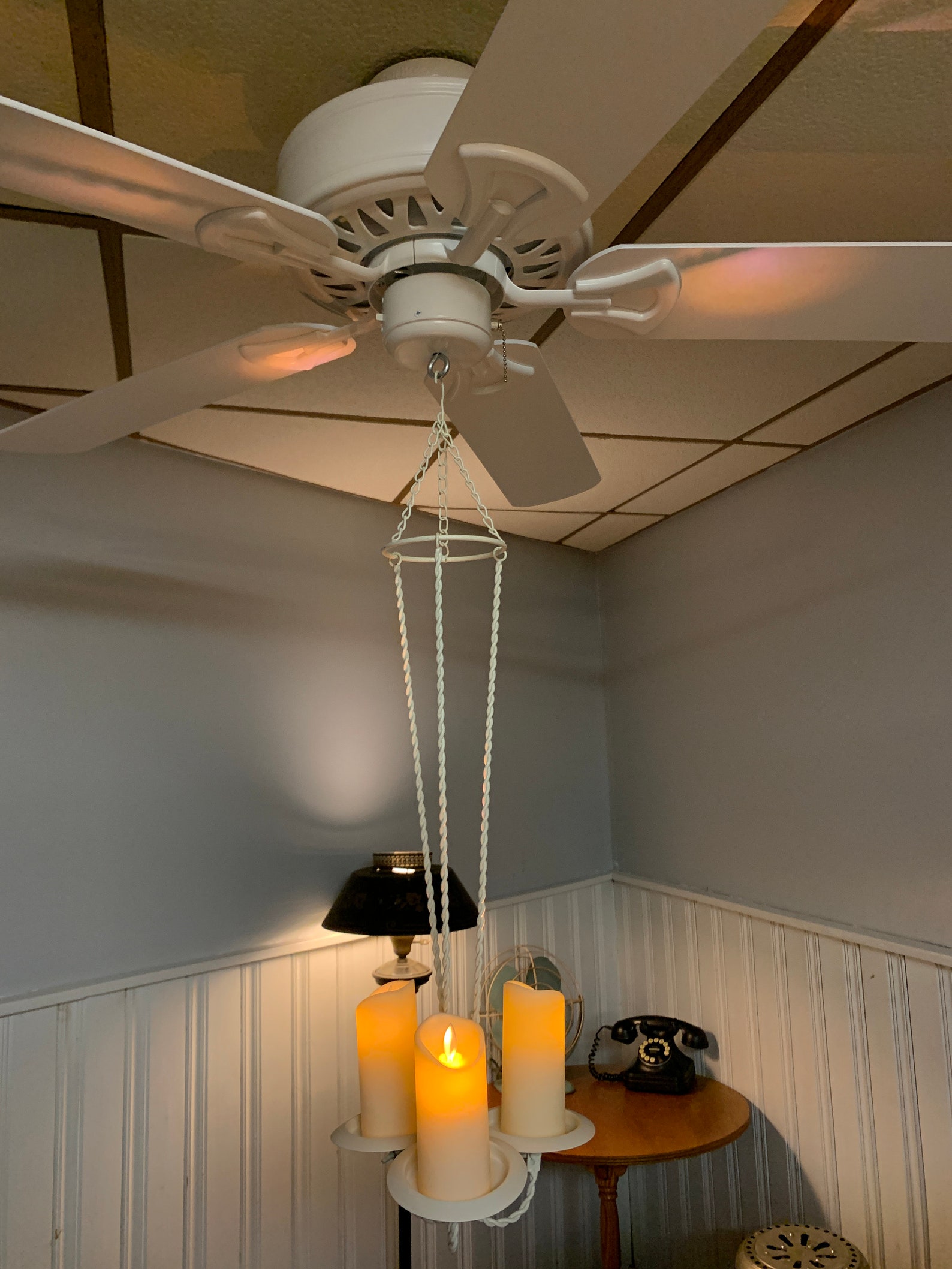 Custom Ceiling Fan Hanging Candle Holder Light Kit NO WIRING REQUIRED