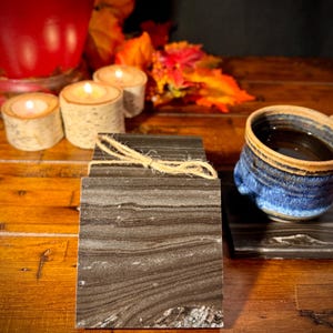 Stone coasters, coaster set, drink coasters, square coasters, granite, tile, marble coasters, bar coasters, nature lover gift, cabin decor,