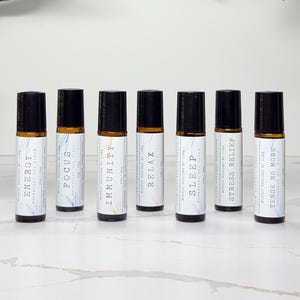 Essential Oil Roller Blend | Aromatherapy Roll-On | Stress Relief, Sleep, Focus, Energy & Immunity | Natural Self Care Gift | Handmade