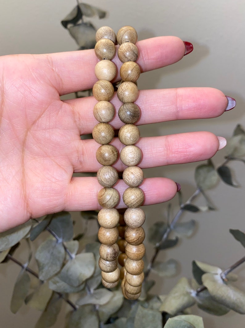 Natural Sandalwood Necklace Long Sandalwood Necklace Sandalwood Beaded Necklace Wood Bead Necklace Wooden Necklace Long Beaded Necklace