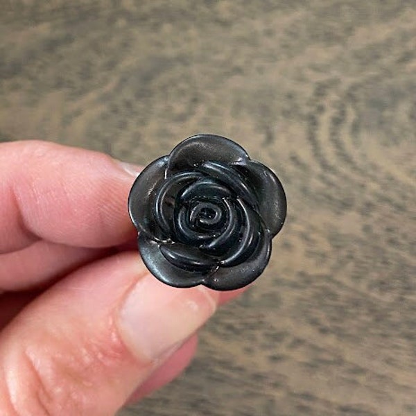 Black Rose Ring. Rose Ring. Gun Metal Adjustable Ring. Adjustable Ring. Gothic Rose Ring. Black Flower Ring. Handmade Ring. Halloween Ring