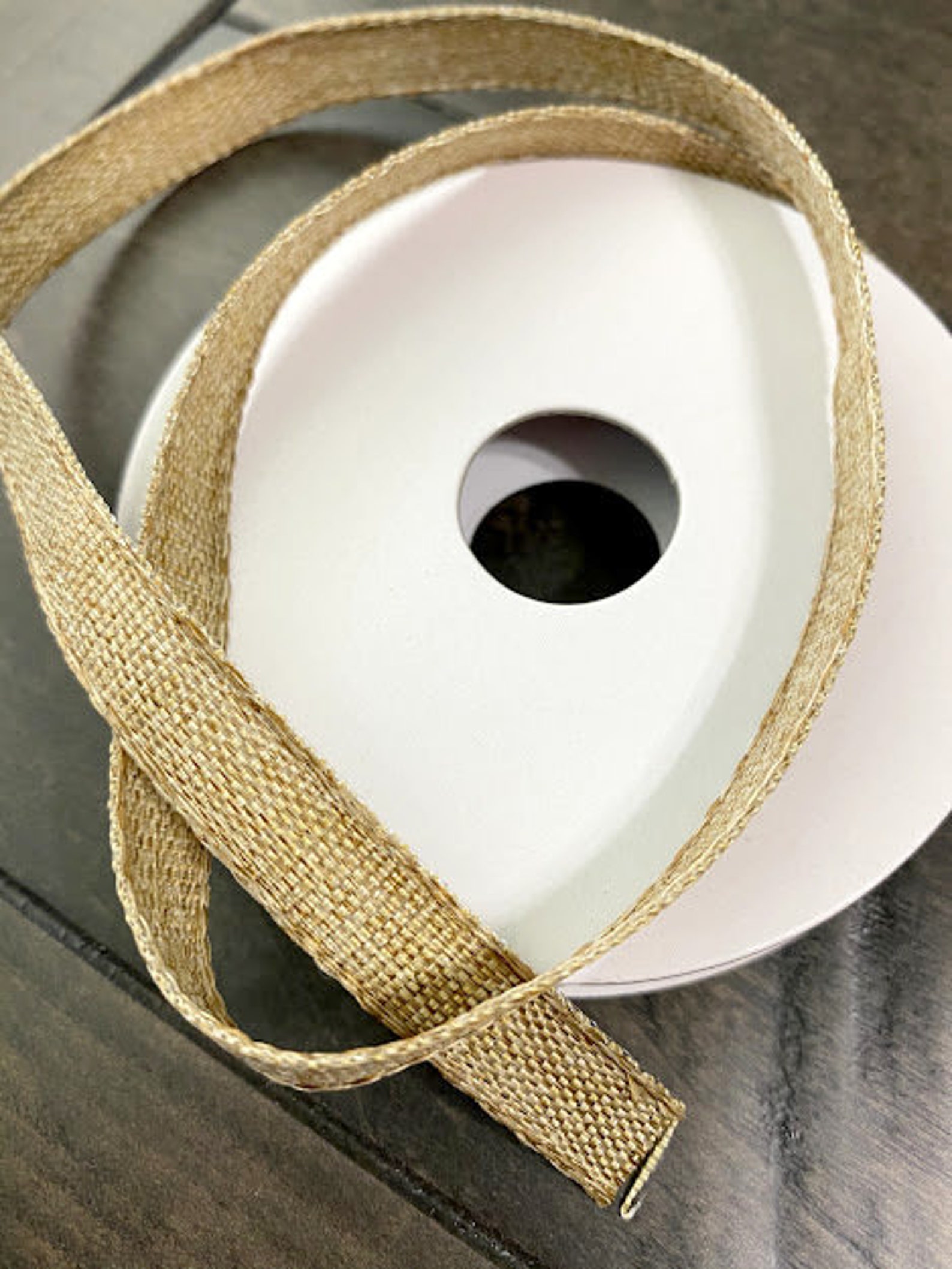 Ribbon Natural Burlap Look 3/8 inch x 4 yards Country Wedding | Etsy