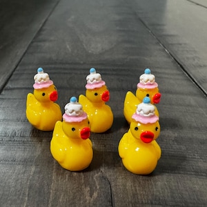 10 Miniature Birthday Cake Ducks, Tiny Ducks, Fairy Garden, Dollhouse, Trinkets, I Spy, Miniatures, Hiding Ducks, Jeep, Cruise Ducks, Mini