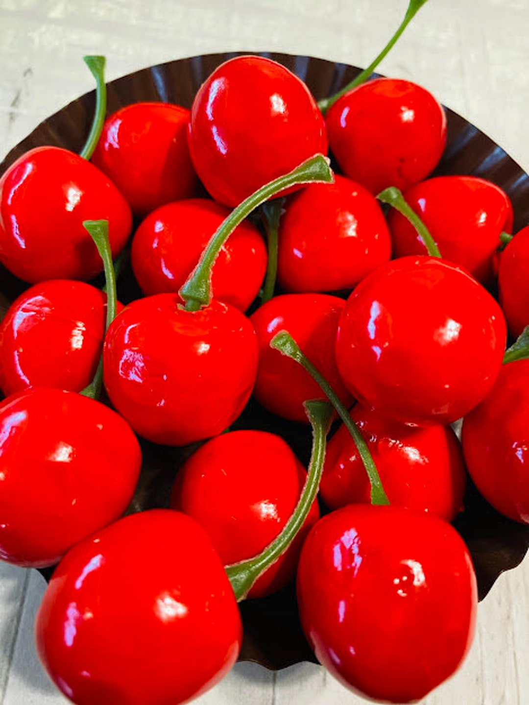 10 Fake Cherries Realistic Cherries Fake Bake Cherry Floral Etsy