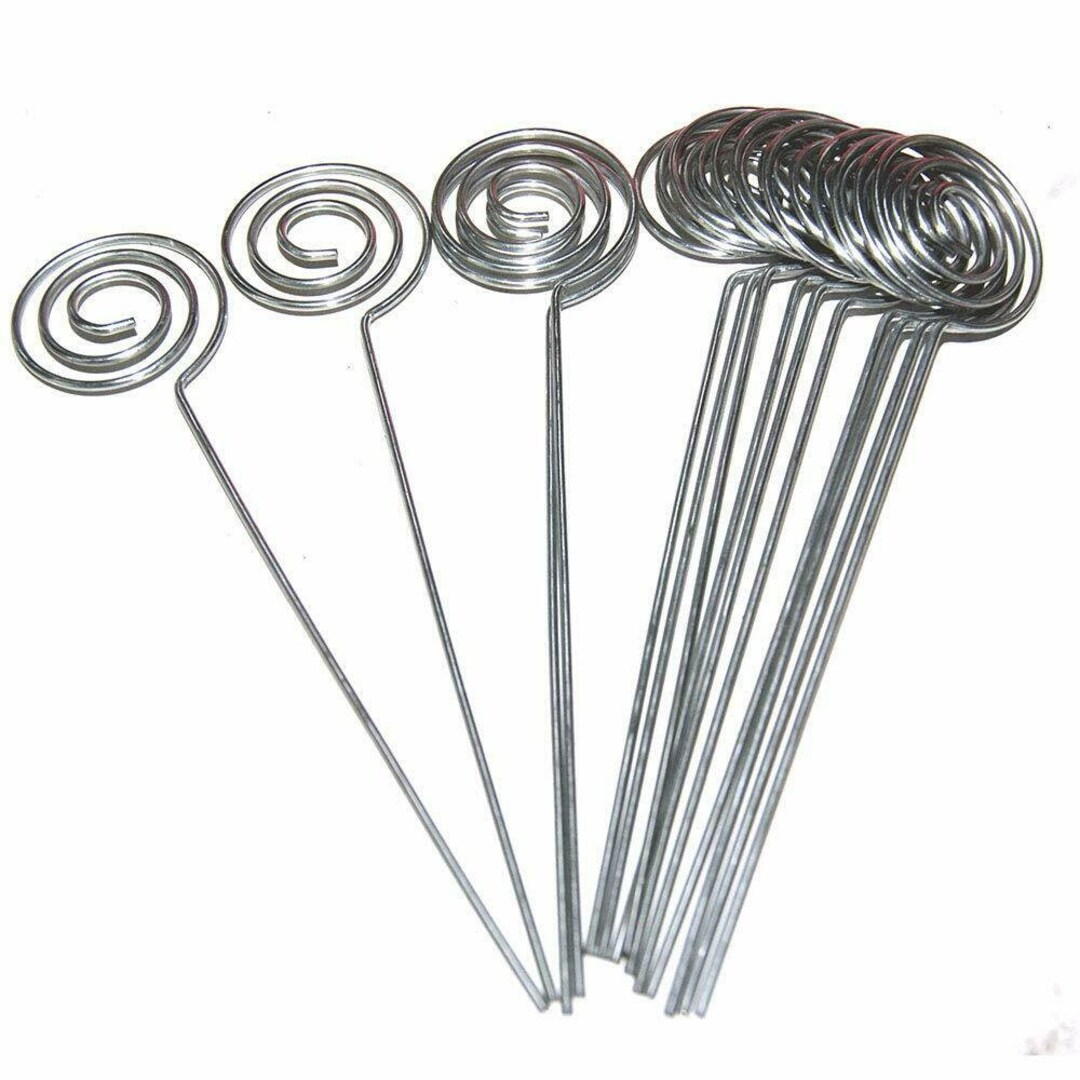 25 Metal Place Card Holder Picks 6 Inch Silver Table Number Holders