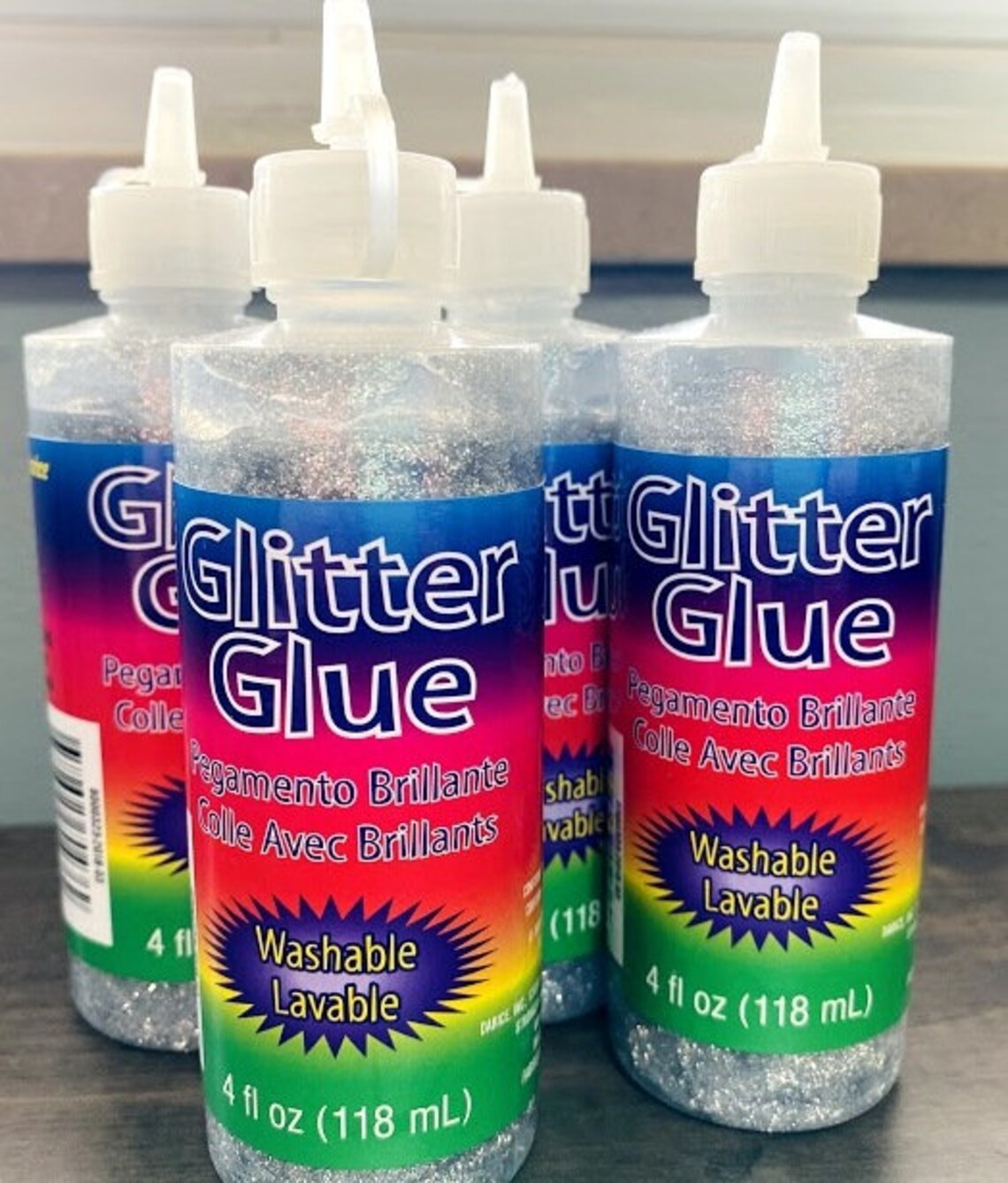 4 Silver Glitter Glue 4oz Bottles Washable Kids Crafts Art Etsy