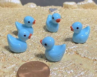 5 Miniature Ducks Baby Blue, Fairy Garden Ducks, Dollhouse Miniature Rubber Ducks, Slime Charms, Kawaii Charm, Favor, JEEP Duck, Baby Shower