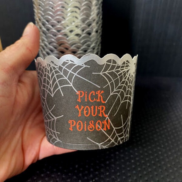 25 Halloween Baking Cups Pick Your Poison, Halloween Cupcake Cups, Halloween Treat Cups, Halloween Baking Supplies, Halloween Party Favors