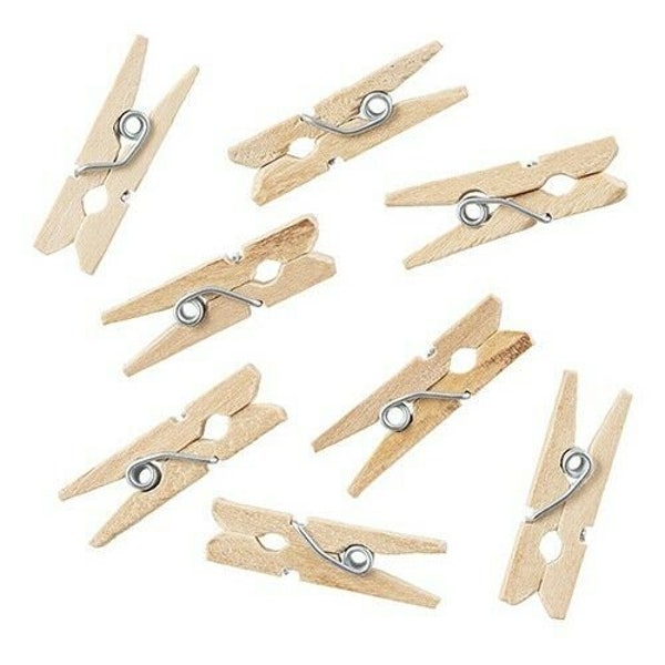 10 Miniature Clothespins Wood- Miniature for Hanging Dollhouse Clothes Line - Home School Arts Crafts, DIY Screen, Pictures Holders