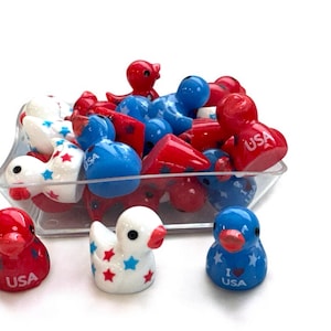 20 Patriotic USA Ducks Mini Resin, Memorial Day Ducks, Cruise Ducks, Hiding Ducks, Miniature Landscape Ducks, Jeep, Fairy Garden