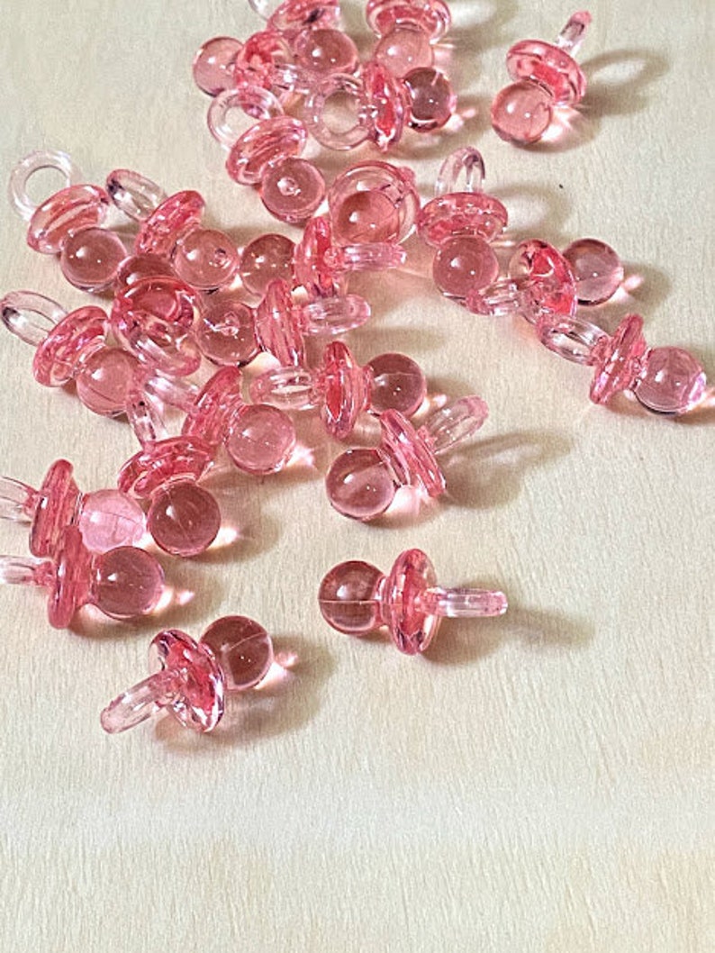 Pacifier Beads Pink 24pc 12mm x 22mm Baby Shower Favor Charm | Etsy
