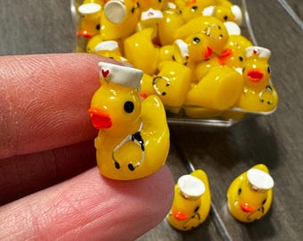 20 Nurse Ducks with Stethoscope Mini Resin Ducks,  Nurse Hat Ducks, Fairy Garden, Dollhouse, Trinkets, I Spy, Miniatures, Fun Ducks, Jeep