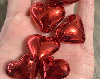 25 Metallic Red Heart Gems Embellishment Heart Confetti Table Scatter Party Decoration Party Favors Wedding Centerpieces Valentine's Day