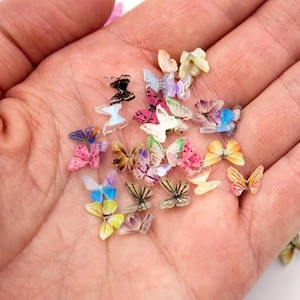 10 Micro Miniature Butterflies, Tiny Butterfly, 8mm Acrylic Butterfly, Fairy Garden Accessories, Dollhouse Miniature, Craft Supply, Jewelry