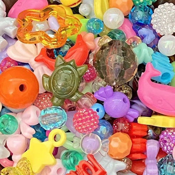 400pc Bead Soup Kawaii Candy Bead Mix Assorted Shapes and Sizes Mystery Beads