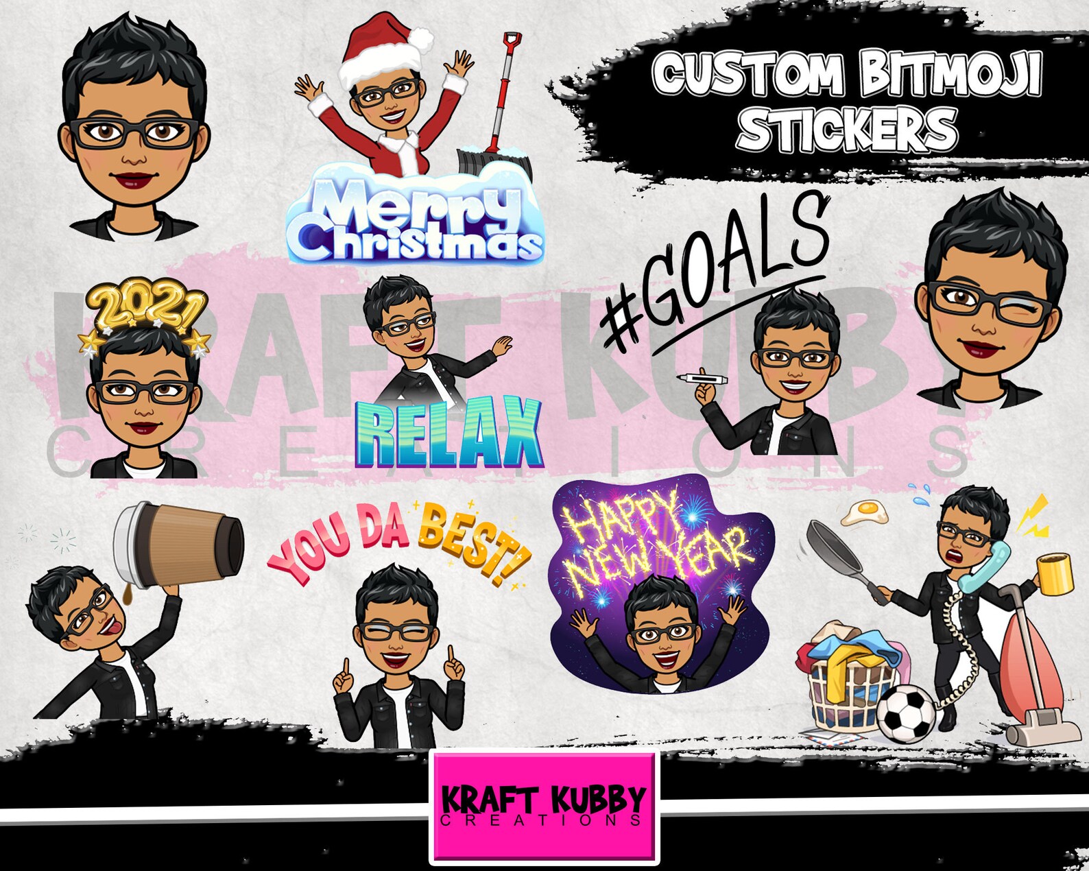 CUSTOM BITMOJI Stickers Emoji Stickers Custom Stickers Etsy