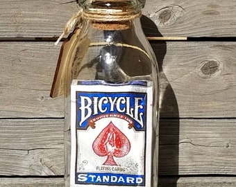 IMPOSSIBLE BOTTLE / Vintage Milk Bottle – Playing Cards with Cellophane in a Bottle
