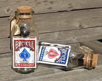 Impossible Bottle: Vintage Milk Bottle With Playing Cards in