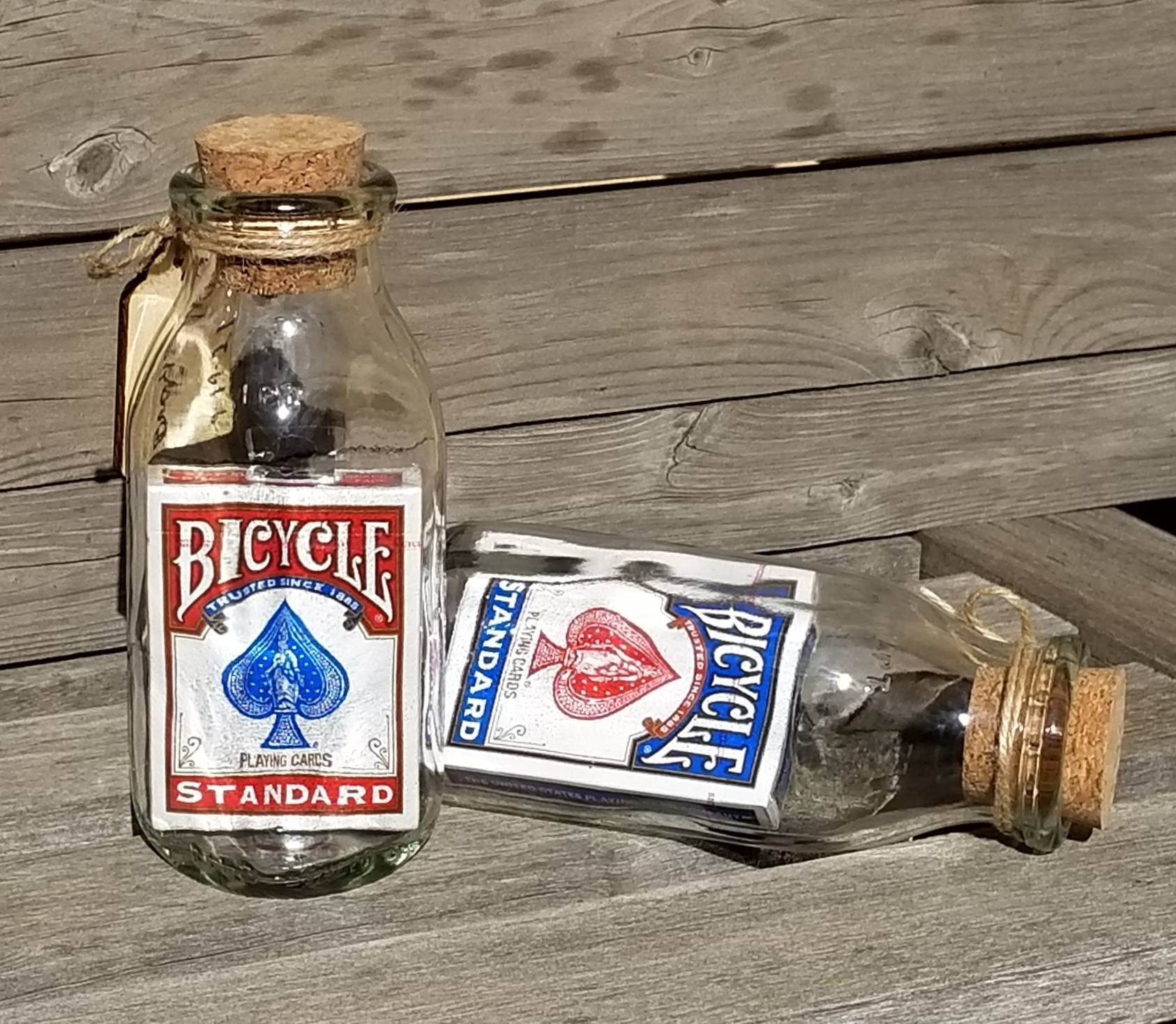 Impossible Bottle: Vintage Milk Bottle With Playing Cards in