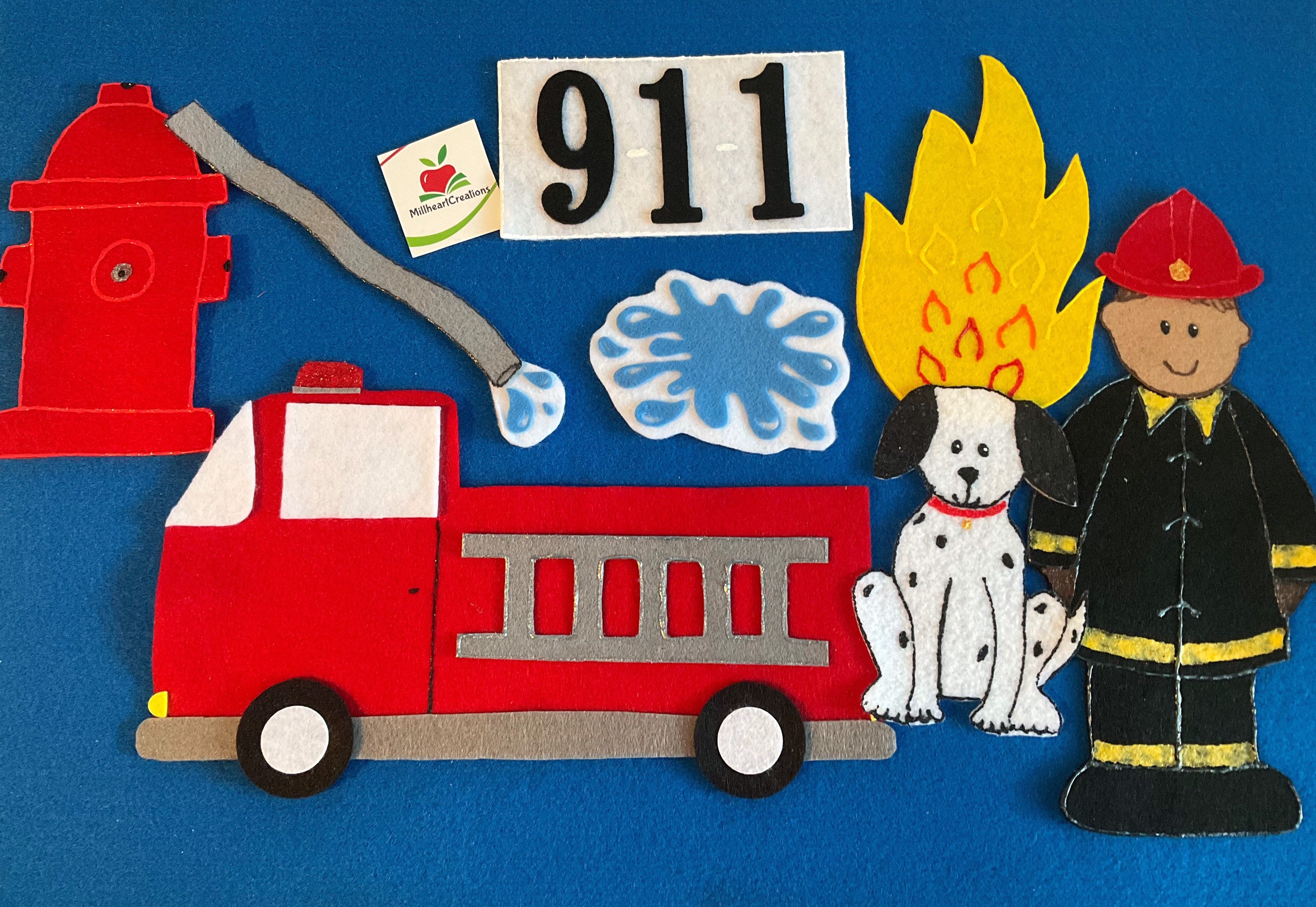 Brandweerman/brandweerwagen community helper vilt verhaal - Etsy België, image size:3000x2068