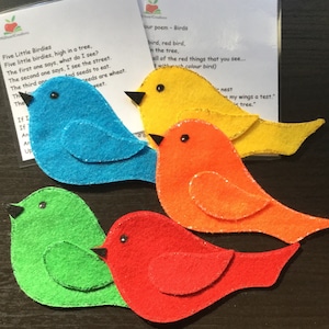 5 little birds spring time felt stories