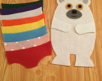 Polar bears underwear guessing game felt story. Winter resource child’s teaching learning tool , fun interactive circle time