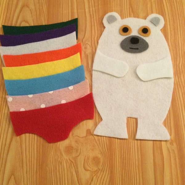 Polar bears underwear guessing game felt story. Winter resource child’s teaching learning tool , fun interactive circle time