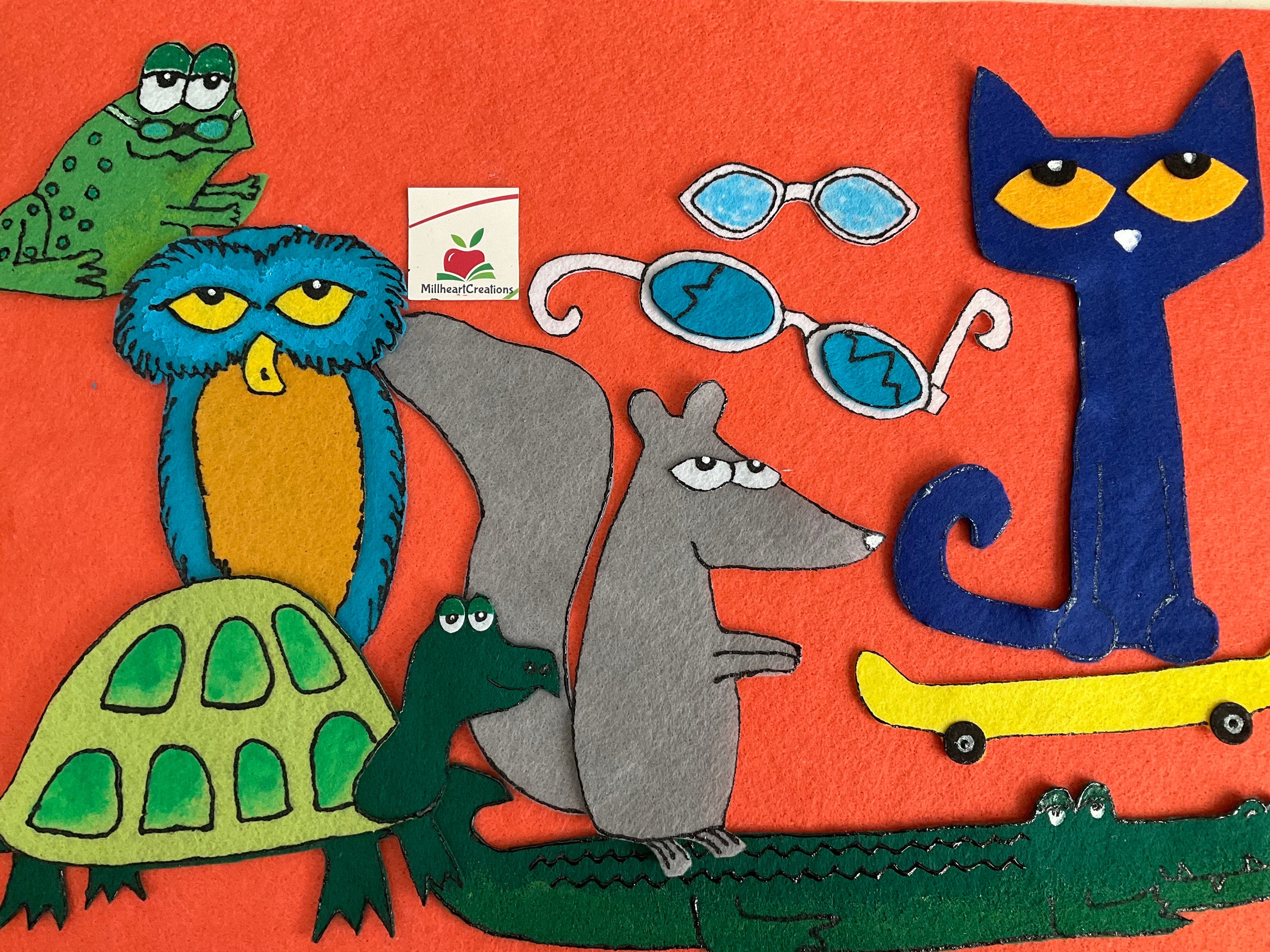 Pete el gato y sus gafas de sol mágicas historia de fieltro - enseñanza en  círculo hora de cuentos - Etsy México, image size:3000x2250