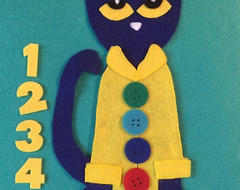 Pete the Cat and his groovy buttons felt story