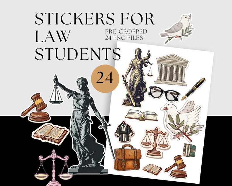 Law Student Clipart: Justice Scales, Law Books, Gavel (digital Download ...