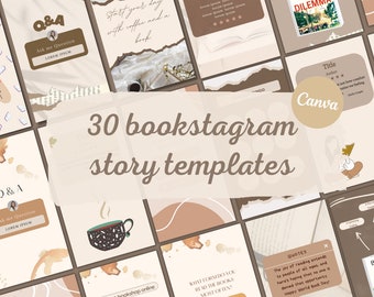 Bookstagram Story Templates | book bloggers, Small Business | instagram | Canva Template | beige, brown, gold | aesthetic feed | editable